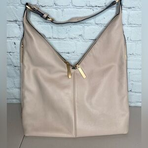 T TAHARI Women’s Leather Handbag Boho Cream Shoulder Bag Purse Soft
